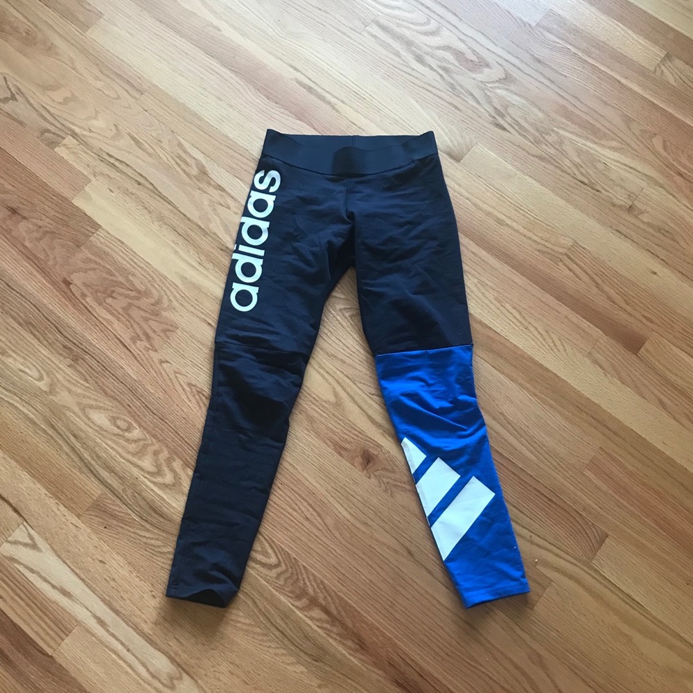 Adidas leggings color block leggings navy